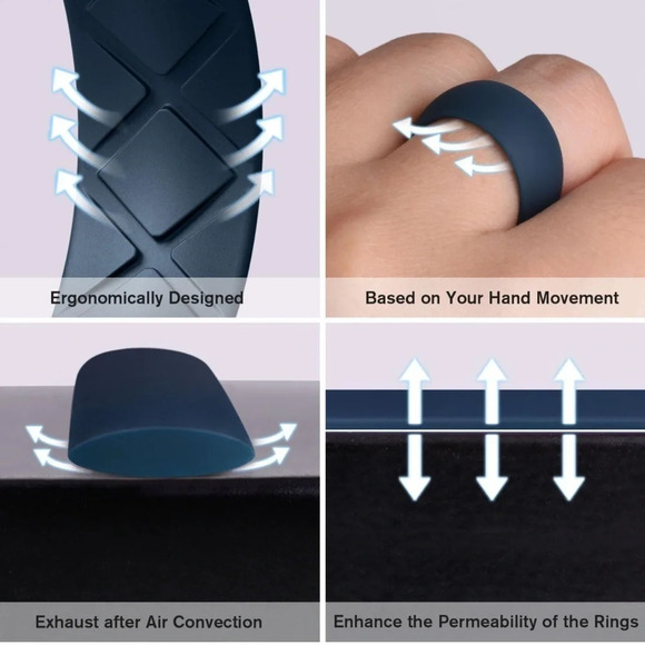 NIB 7 Inner Arc Breathable Silicone Rings - Picture 5 of 8